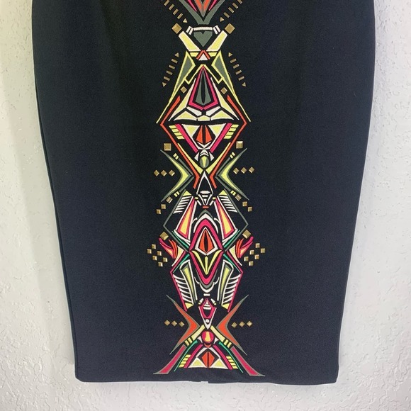 BISOU BISOU Black Beaded Geometric Print Pencil Skirt - Picture 3 of 13